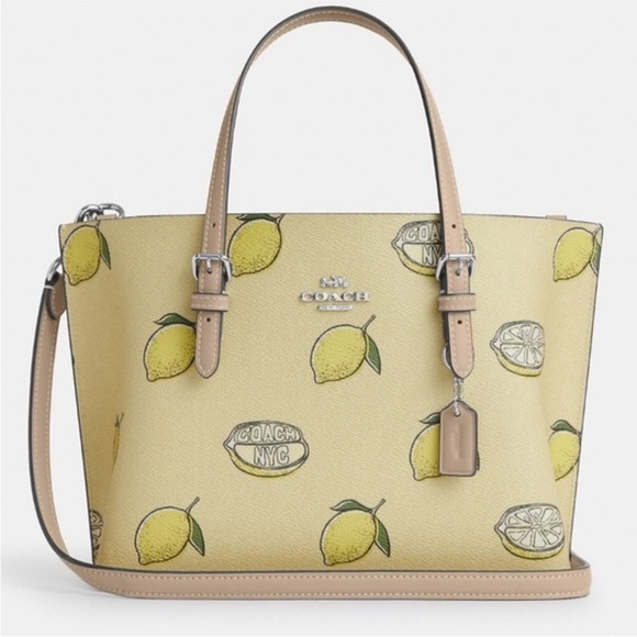 Coach Mollie Tote Bag 25 With Lemon Print Tote in Yellow and Tan - Picture 14 of 14